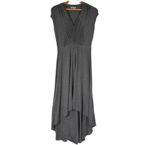MSSP Dress Womens Large Gray High Low V-Neck Pleated Sunburst Sleeveless 4D07H57
